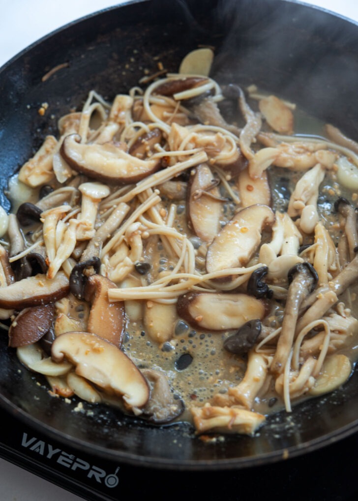 Doenjang sauce simmering and reducing