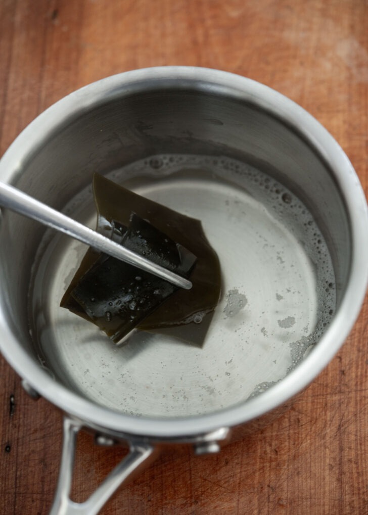 dashima (sea kelp) in water preparing Korean stock base