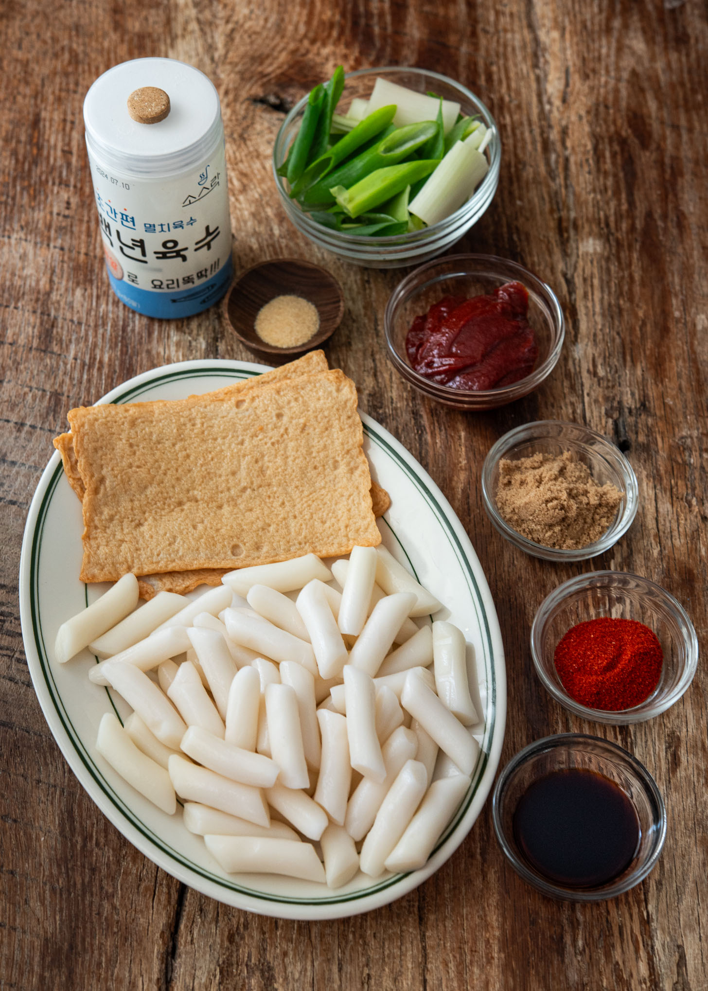 Korean tteokbokki ingredients prepared for cooking