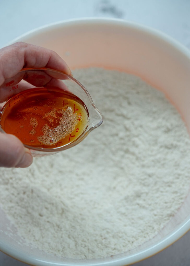 Adding sesame oil to the dry ingredients