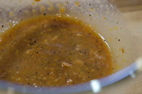 Doenjang marinade is mixed in a bowl.