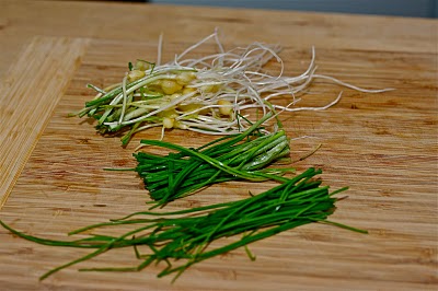 Wild garlic sliced.