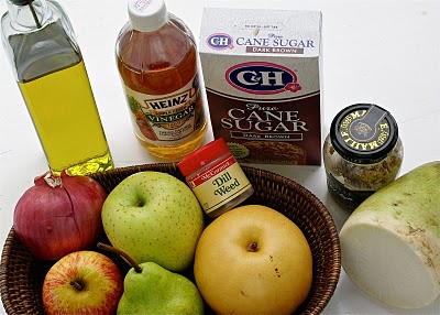 Ingredients for apple pear salad.